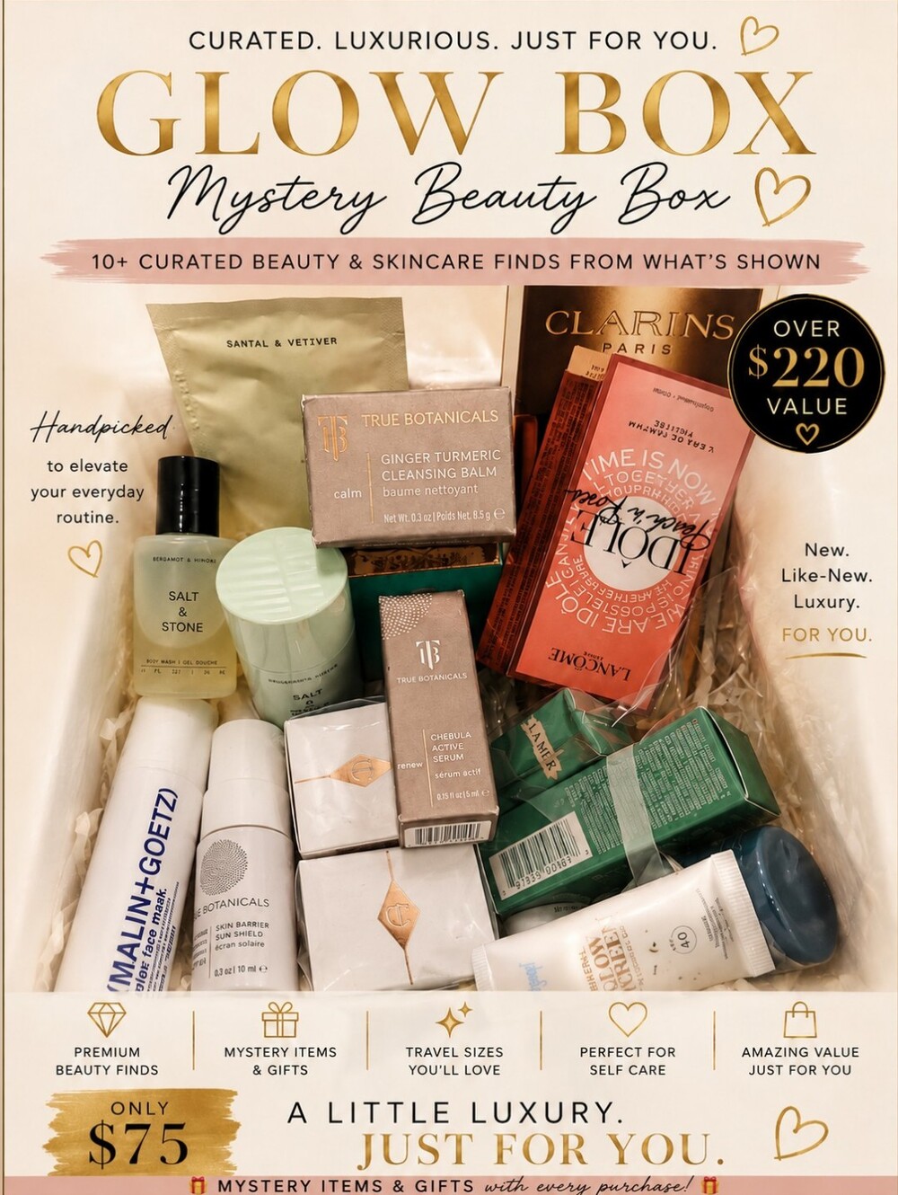 Glow Box Mystery Beauty Box - Mixed Brands, NEW